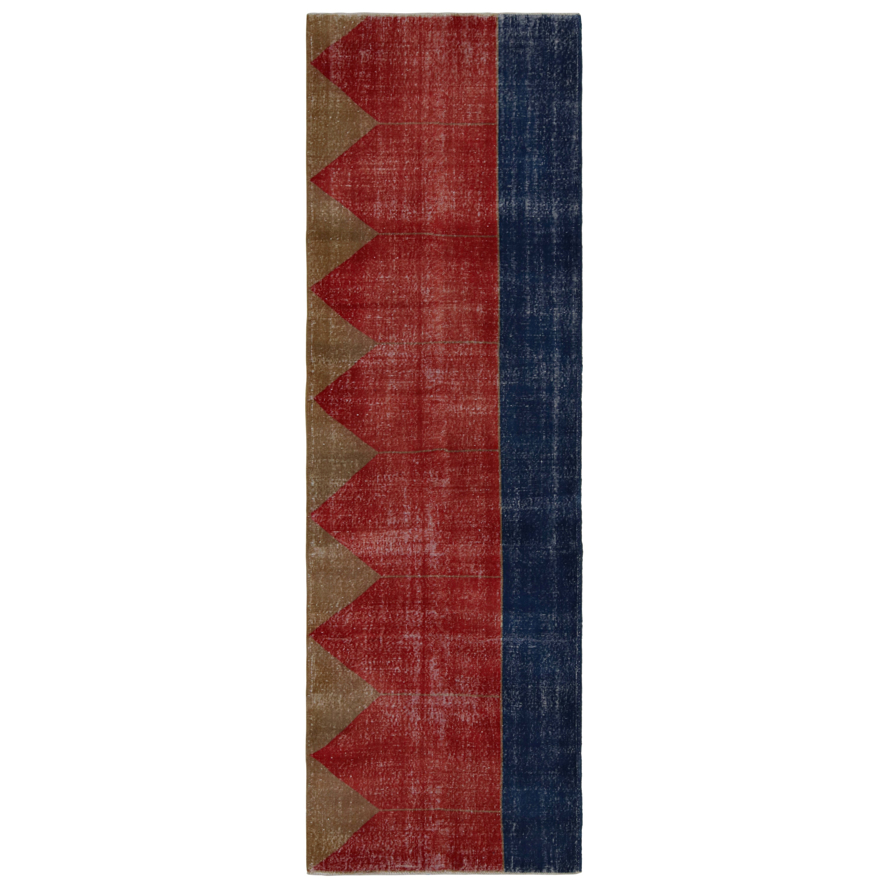 Vintage Turkish runner rug in Red, Blue and Brown Patterns by Rug & Kilim