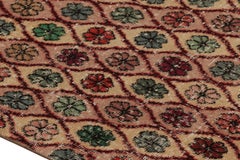 Vintage Turkish Runner Rug, Polychromatic Geometric Floral Pattern - Rug & Kilim