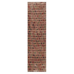 Vintage Turkish Runner Rug, Polychromatic Geometric Floral Pattern - Rug & Kilim