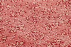 Vintage Turkish Runner Rug, Salmon Pink & Red with Floral Patterns - Rug & Kilim