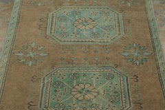 Vintage Turkish Runner with Blue Medallion & Floral Border - Rug & Kilim