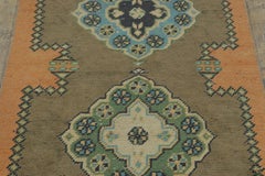 Vintage Turkish Runner with Bold Floral Medallion Design - Rug & Kilim