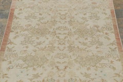 Vintage Turkish Runner with Floral Rosette & Vine Border - Rug & Kilim