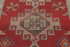 Vintage Turkish Runner with Geometric Tribal Designs in Multicolor - Rug & Kilim