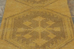 Vintage Turkish Runner with Golden Hexagonal Medallion Design - Rug & Kilim