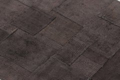 Vintage Turkish Runner with Mauve & Black Patchwork in Bold Design - Rug & Kilim