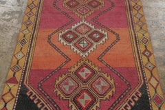 Vintage Turkish Runner with Medallion Grid in Vibrant Multicolor - Rug & Kilim