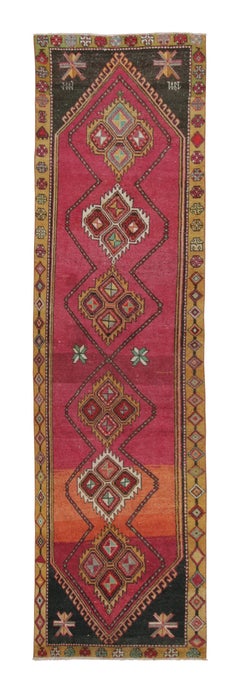 Vintage Turkish Runner with Medallion Grid in Vibrant Multicolor - Rug & Kilim