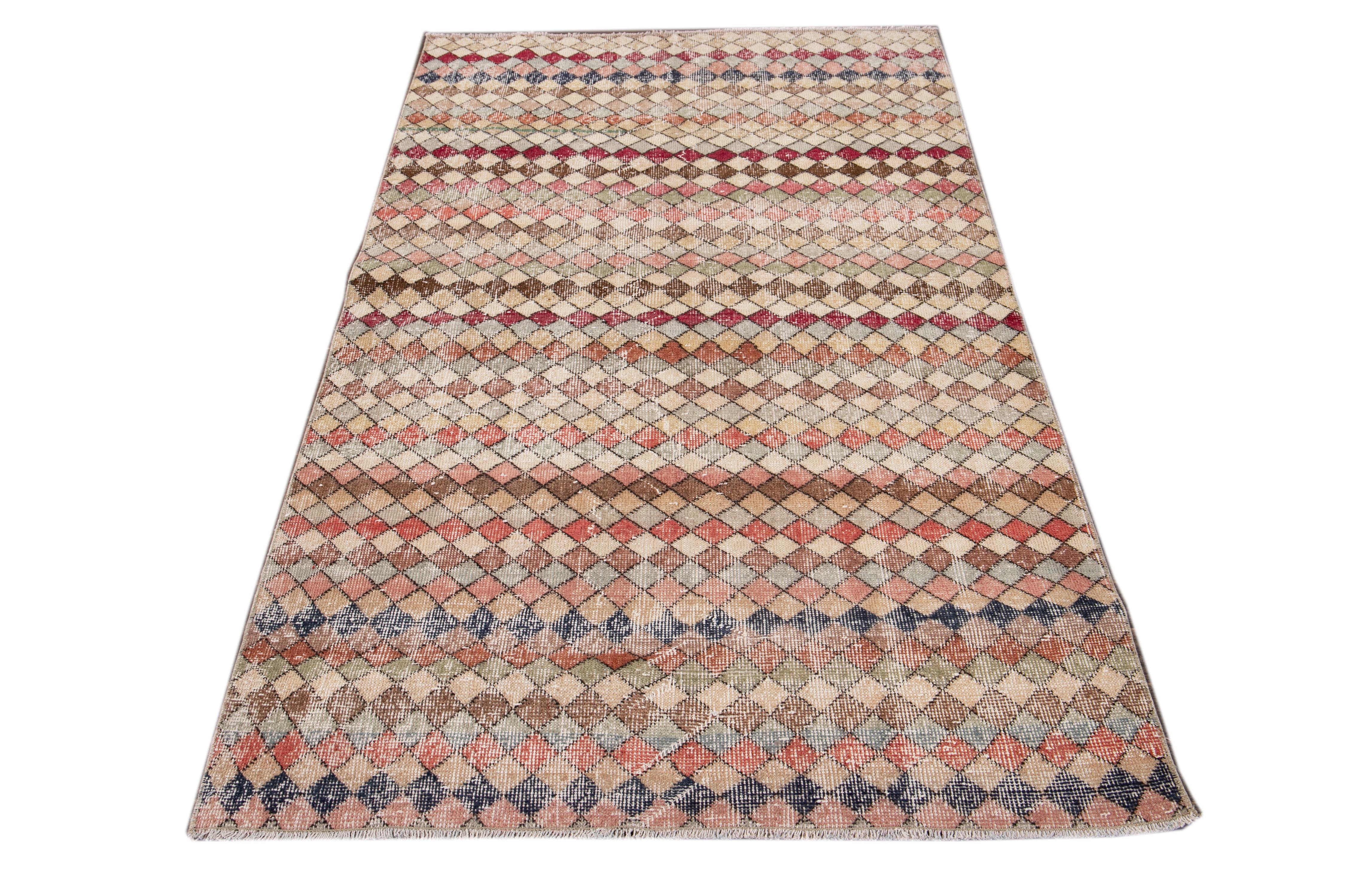 Vintage Turkish Scatter Wool Rug For Sale 5