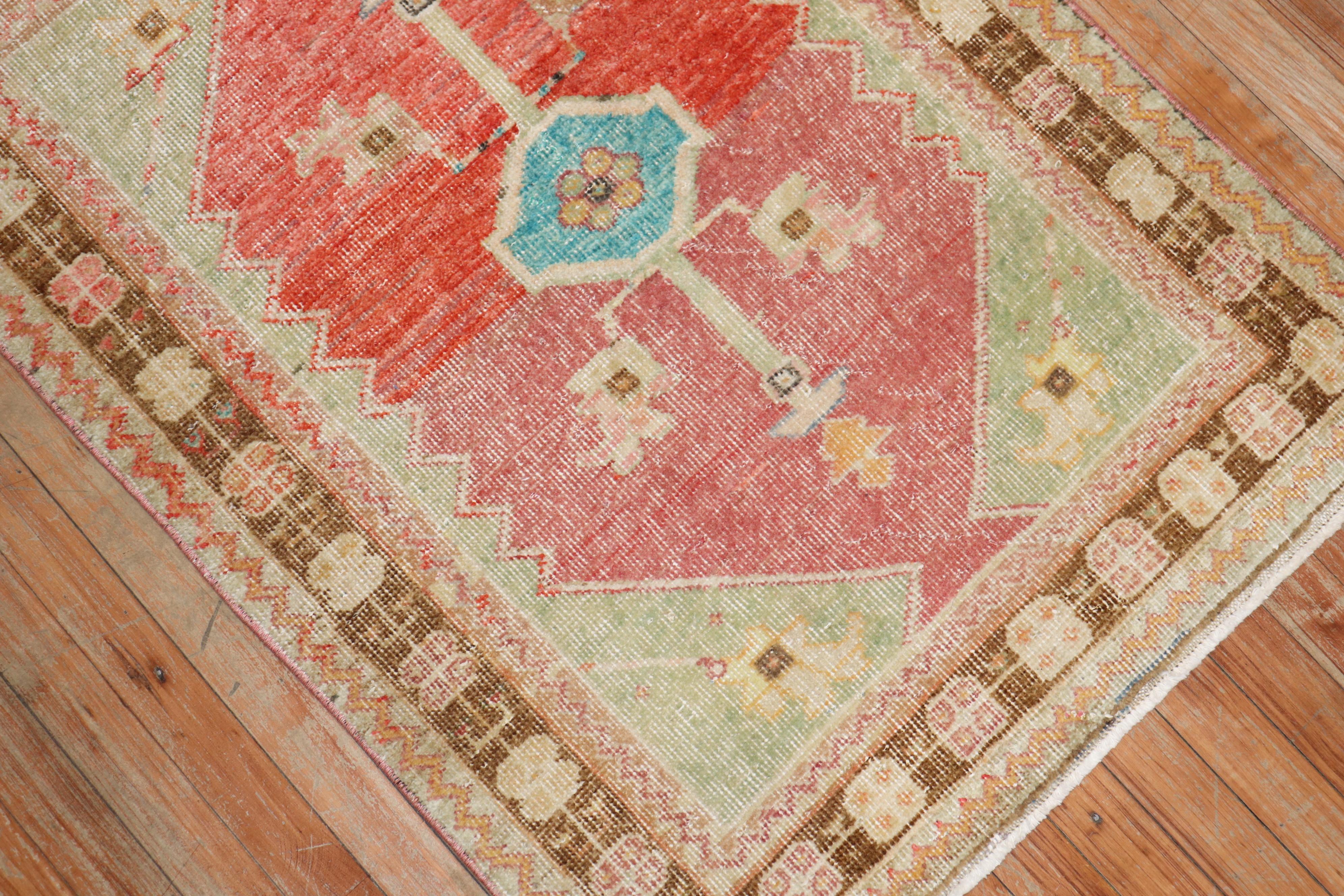 Hand-Knotted Vintage Turkish Scatter Wool Rug For Sale