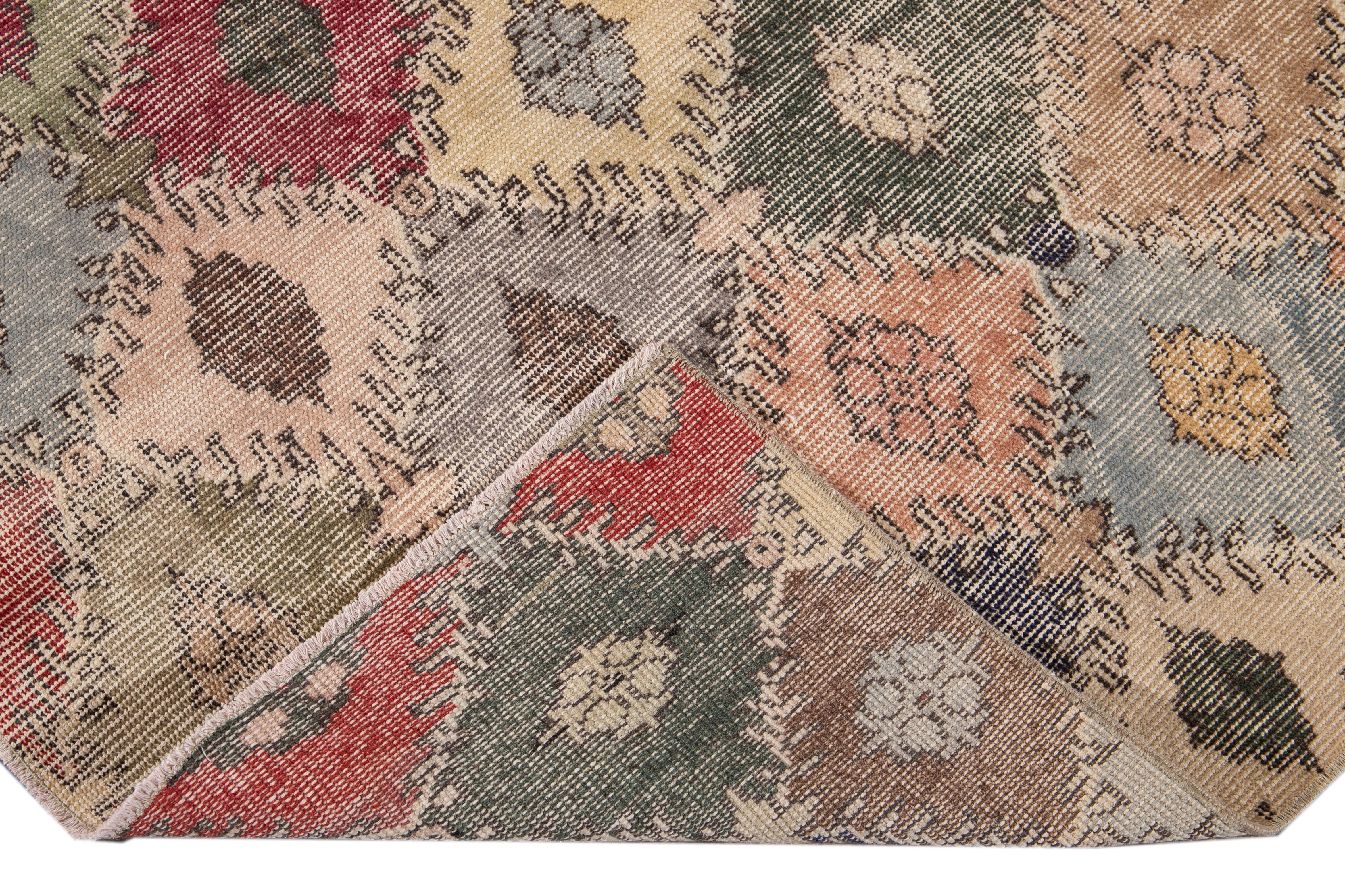 Hand-Knotted Vintage Turkish Scatter Wool Rug For Sale