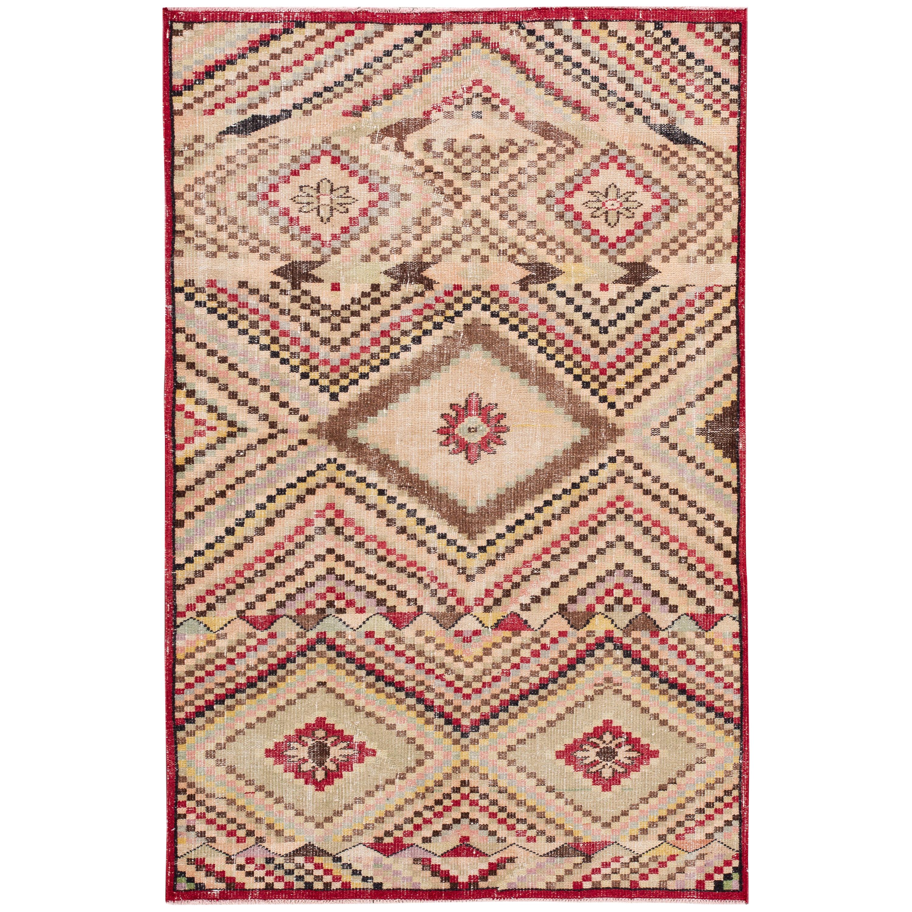 Vintage Turkish Scatter Wool Rug