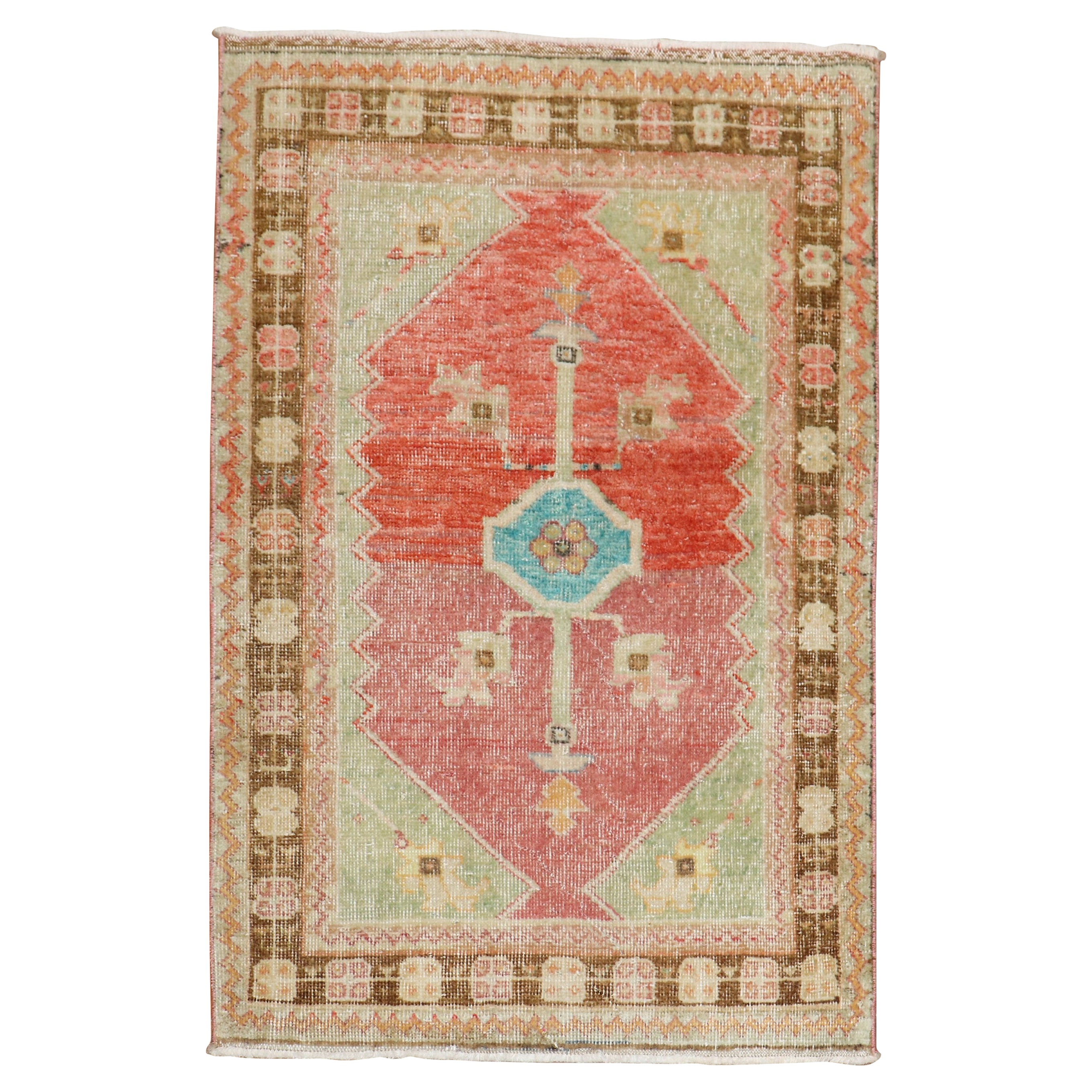 Vintage Turkish Scatter Wool Rug For Sale