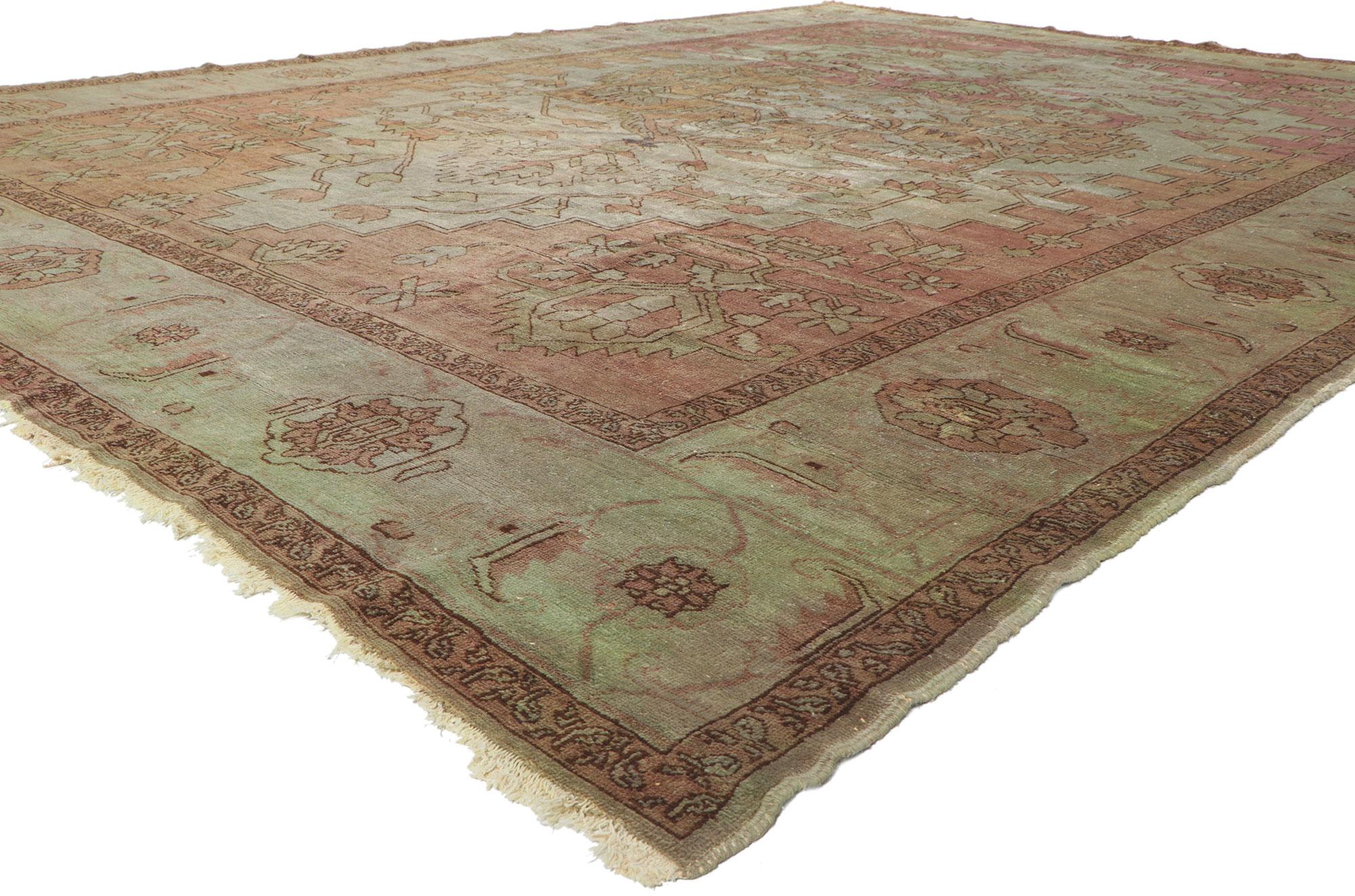 77664 Vintage Turkish Serapi Rug, 10'02 x 13'05.
With its rugged beauty and timeless design, this hand knotted wool vintage Turkish Serapi rug is poised to impress. The eye-catching geometric pattern and time-softened colors woven into this vintage