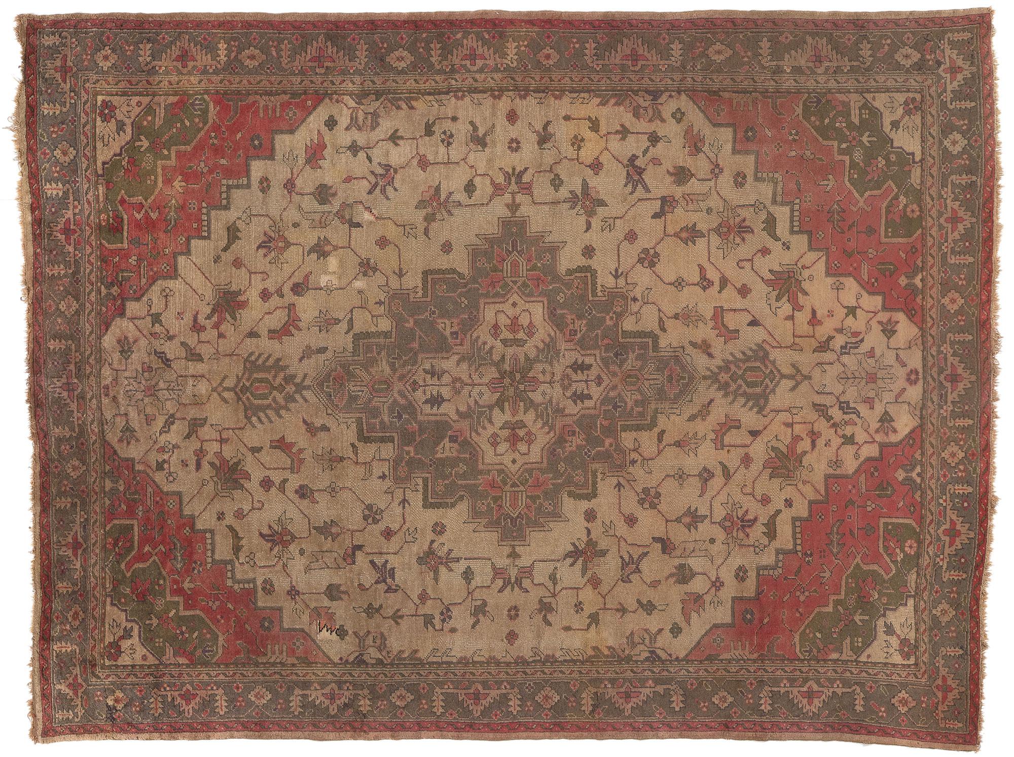 Vintage Turkish Serapi Rug, Timeless Appeal Meets Rugged Beauty For Sale 4