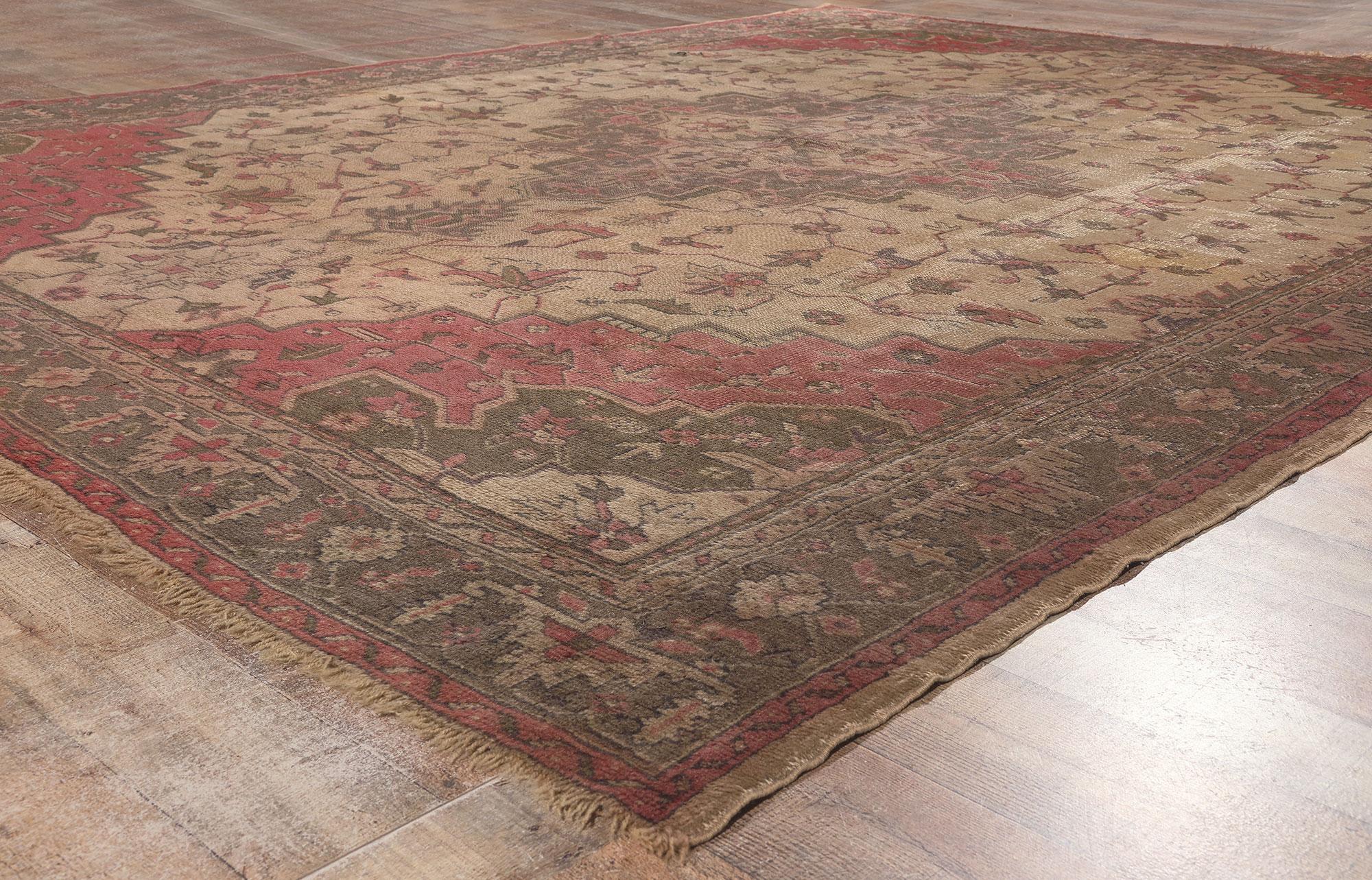 Vintage Turkish Serapi Rug, Timeless Appeal Meets Rugged Beauty For Sale 1