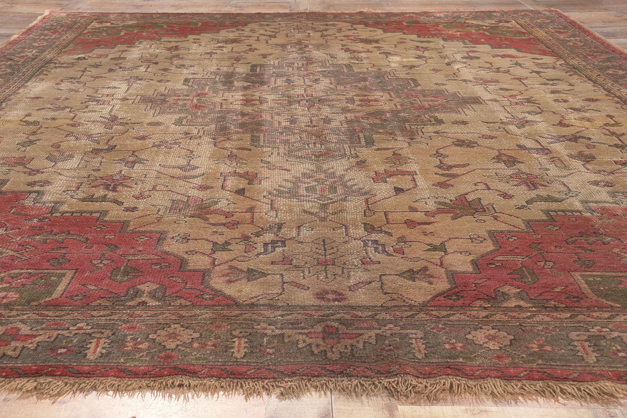 Vintage Turkish Serapi Rug, Timeless Appeal Meets Rugged Beauty For Sale 2
