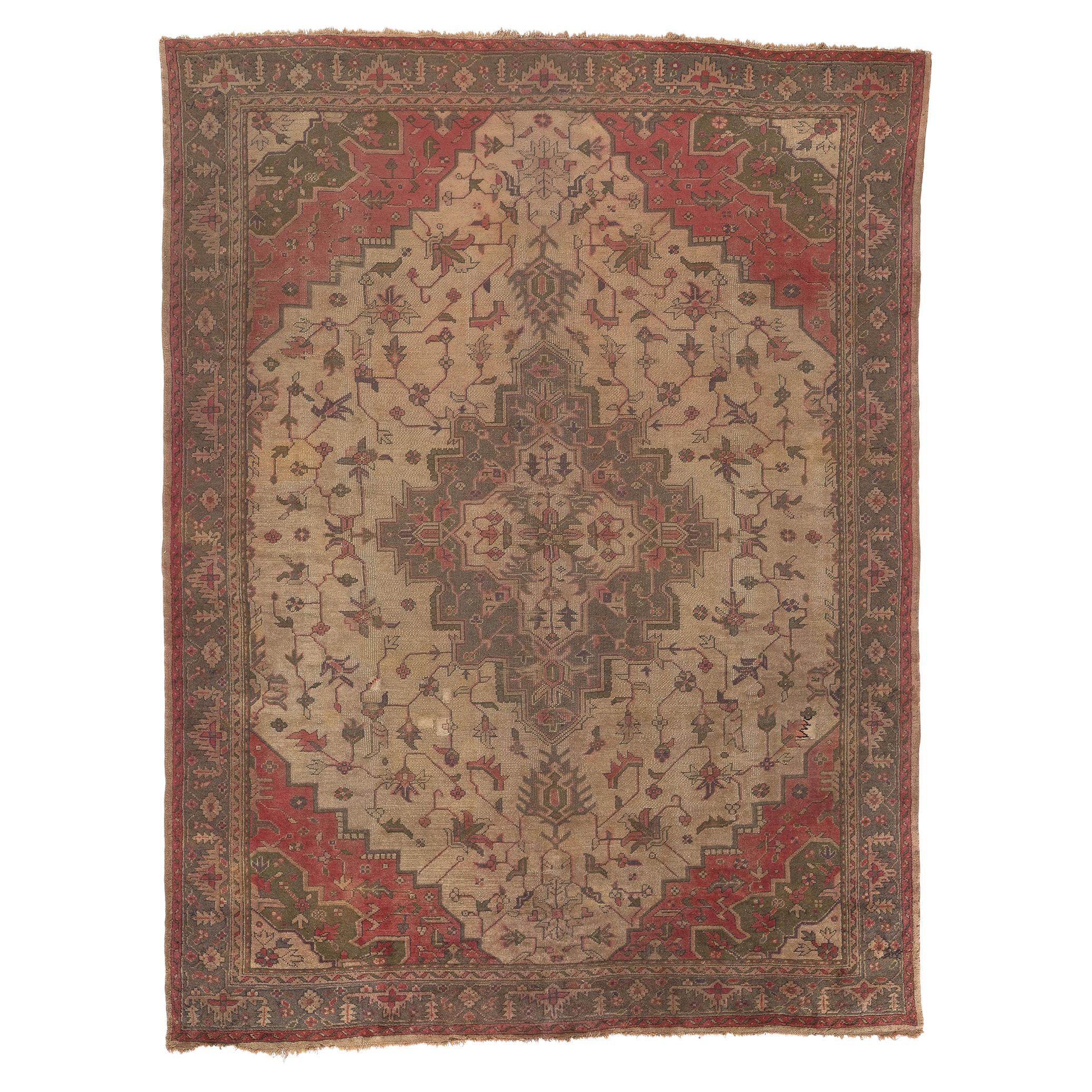 Vintage Turkish Serapi Rug, Timeless Appeal Meets Rugged Beauty For Sale