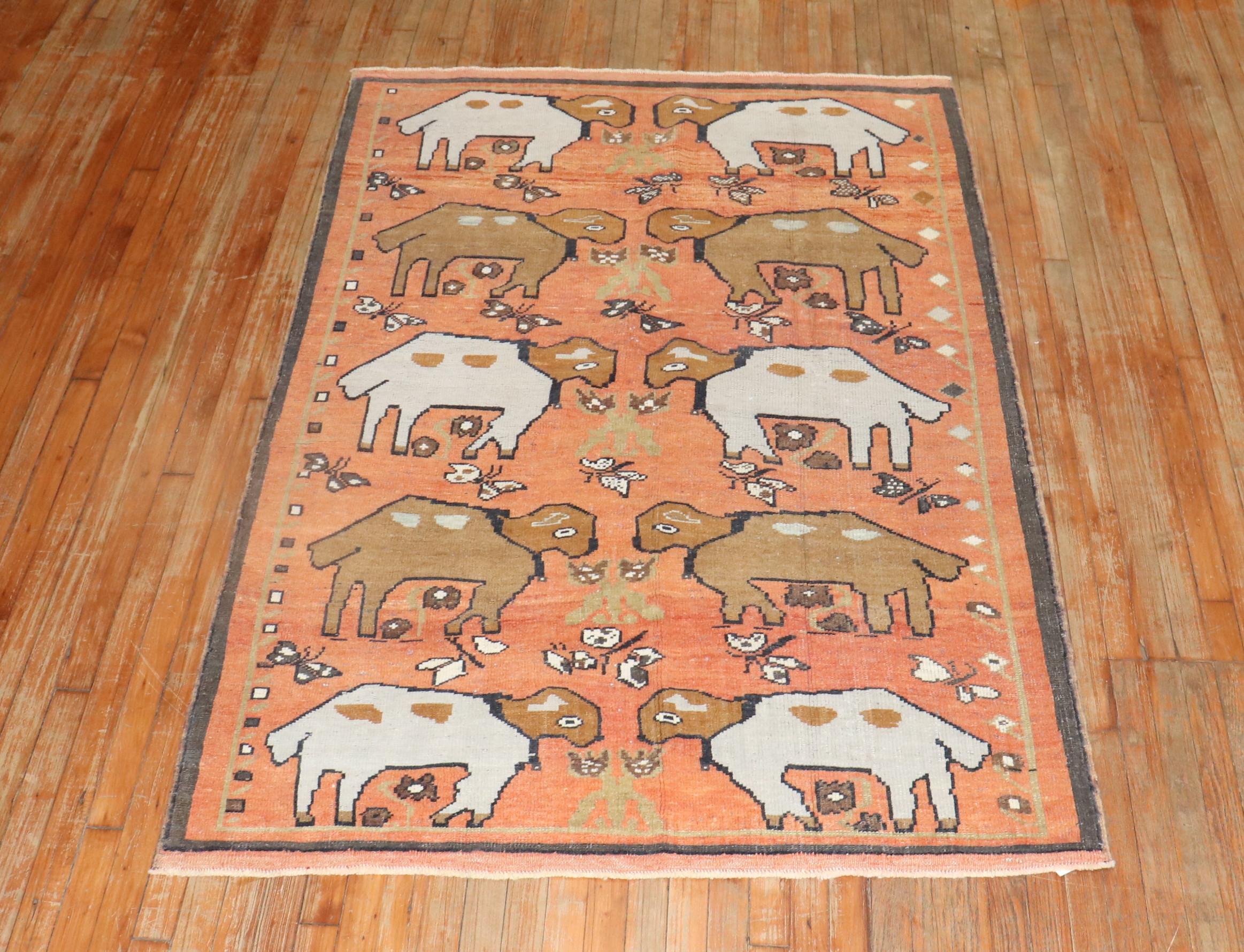 Vintage Turkish Sheep Animal Rug In Good Condition In New York, NY