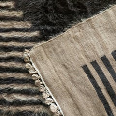 Vintage Turkish Siirt Mohair Rug, 4'8" x 6'5", Navajo-Style Brown Earth Tones
