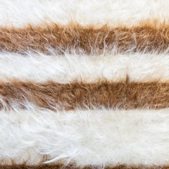 Vintage Türkisch Siirt Mohair Teppich, 5 x 7 Navajo-Stil Creme und Braun Erdtöne