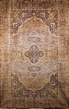 Vintage Turkish Silk Area Rug, Floral Medallion, Mid-20th Century, 4' x 6'