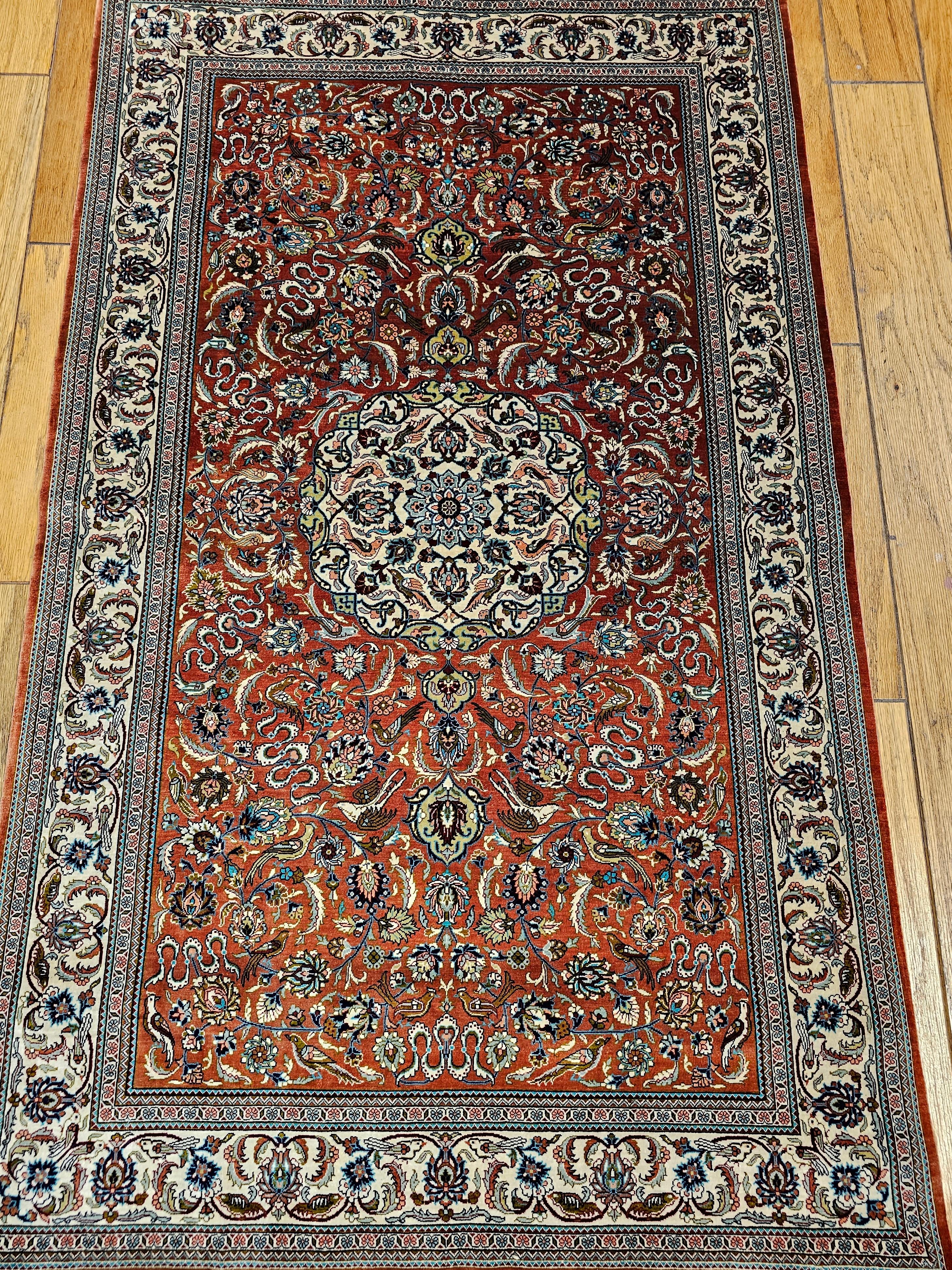  A beautiful Turkish all-silk or “silk on silk”  area rug with a 