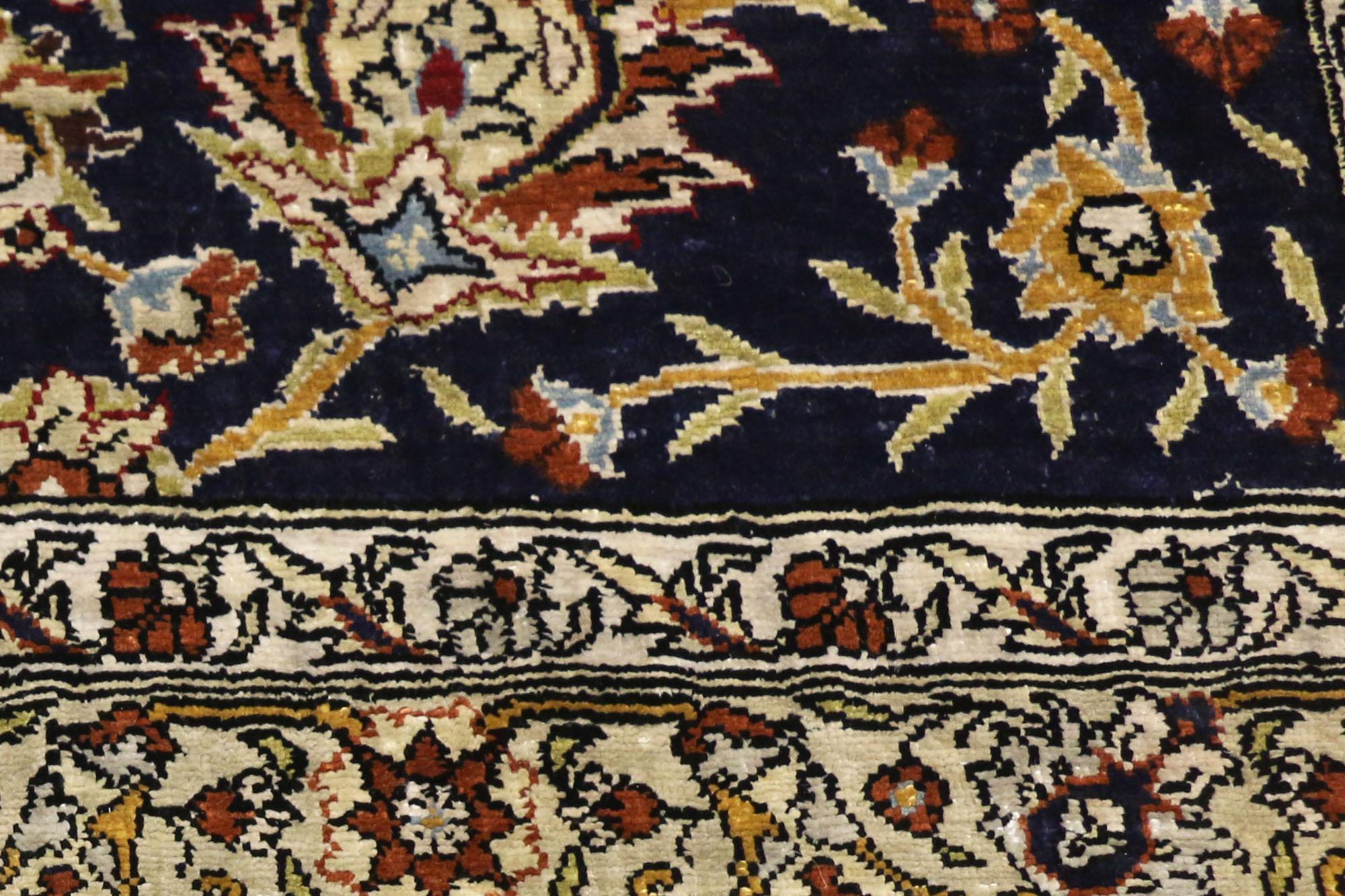 20th Century Vintage Turkish Silk Hereke Prayer Rug,  Koum Kapi Inspired by Zareh Penyamin For Sale