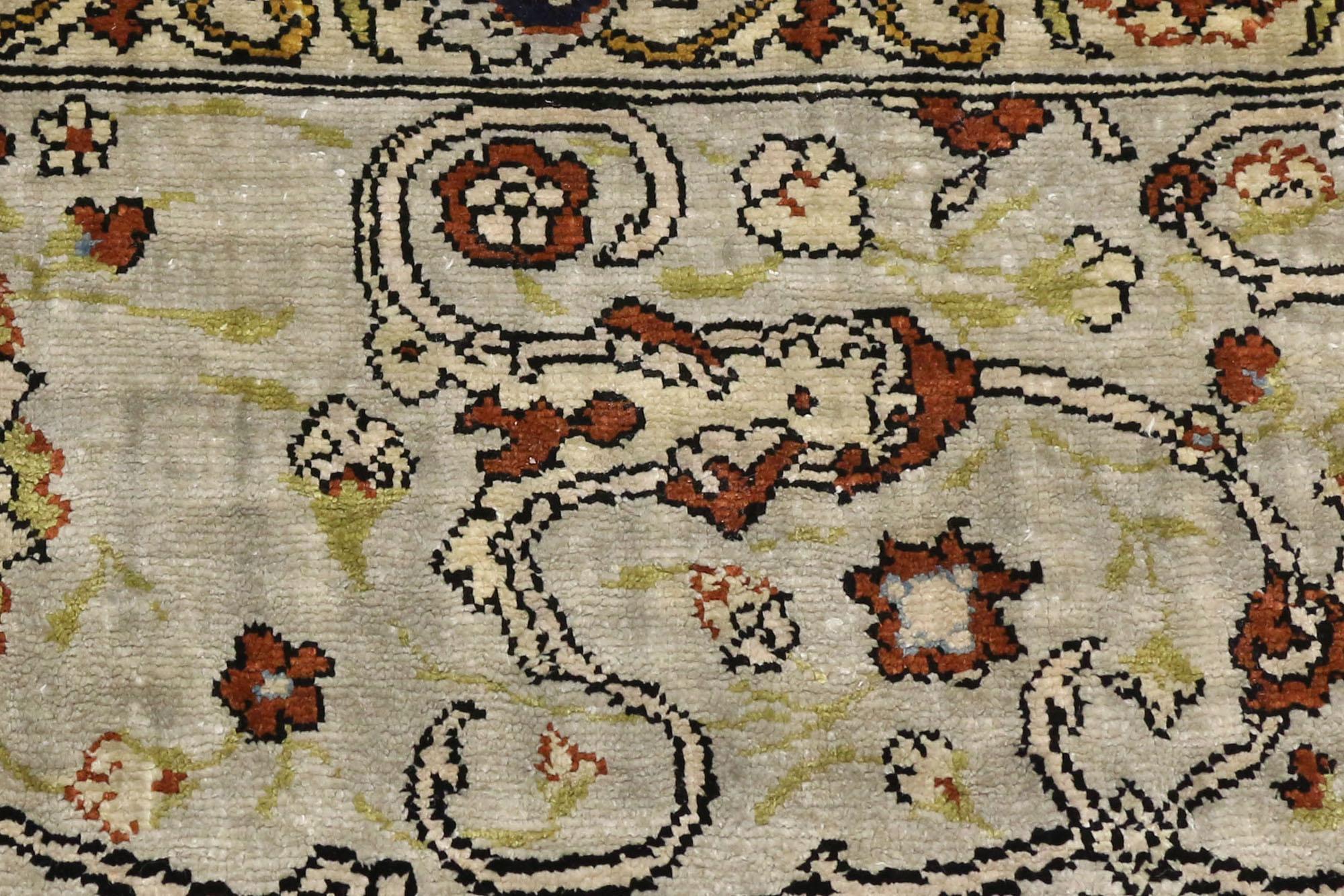 Vintage Turkish Silk Hereke Prayer Rug,  Koum Kapi Inspired by Zareh Penyamin For Sale 1