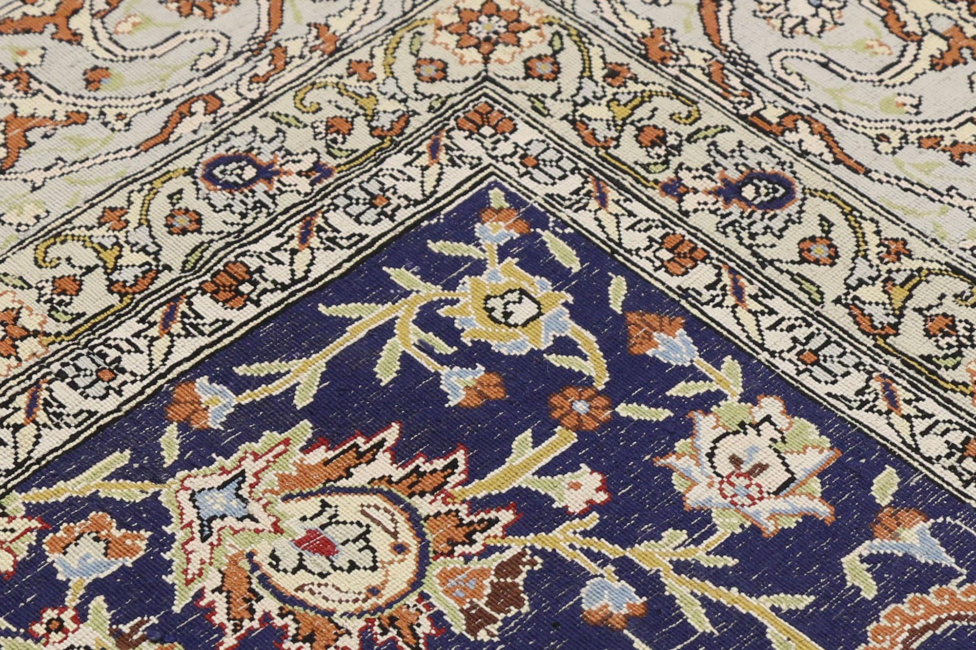 Vintage Turkish Silk Hereke Prayer Rug,  Koum Kapi Inspired by Zareh Penyamin For Sale 3