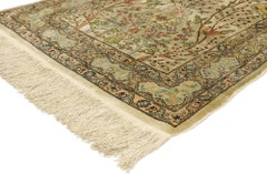 Vintage Turkish Silk Hereke Prayer Rug with Tree of Life Design