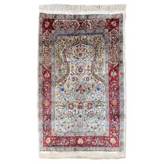 Türkischer Hereke-Teppich aus Seide im Vintage-Stil 1,25 m x 0,75 m