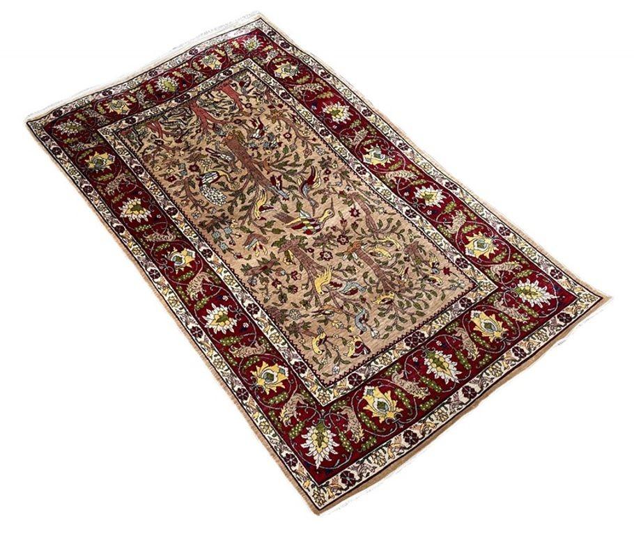 Türkischer Hereke-Teppich aus Seide im Vintage-Stil 1,27 m x 0,76 m (Ende des 20. Jahrhunderts) im Angebot