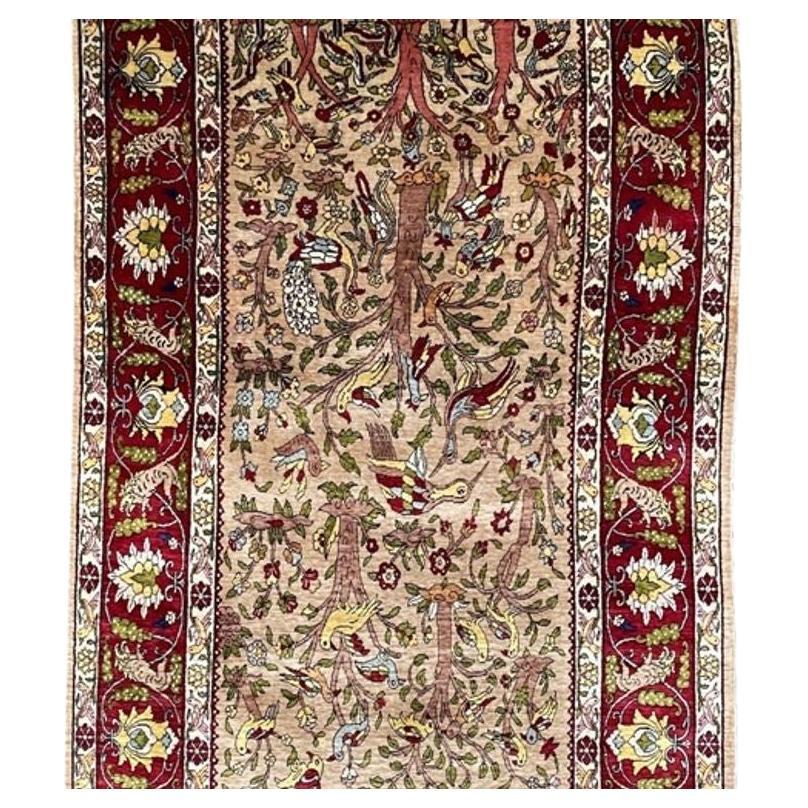 Vintage Turkish Silk Hereke Rug 1.27m x 0.76m For Sale