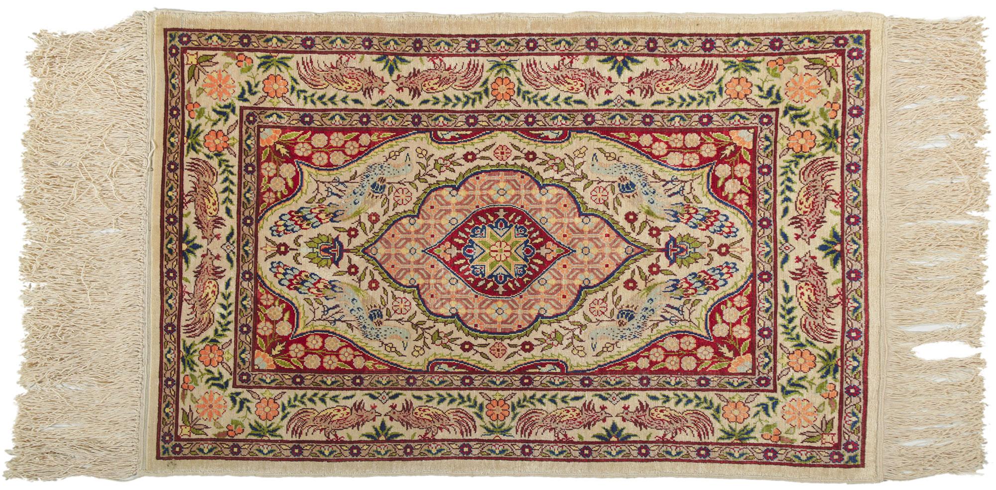 1960's Turkish Silk Hereke Rug with Traditional Style For Sale 4