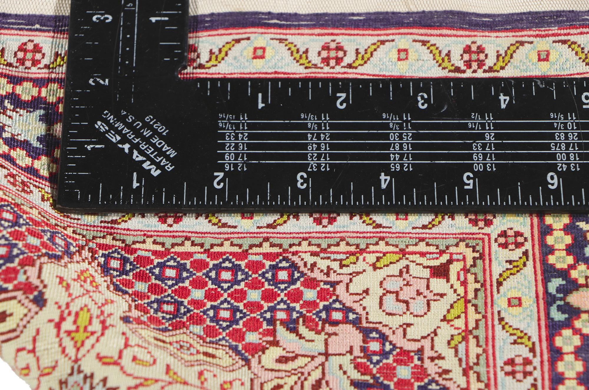Hand-Knotted Vintage Turkish Silk Hereke Rug For Sale