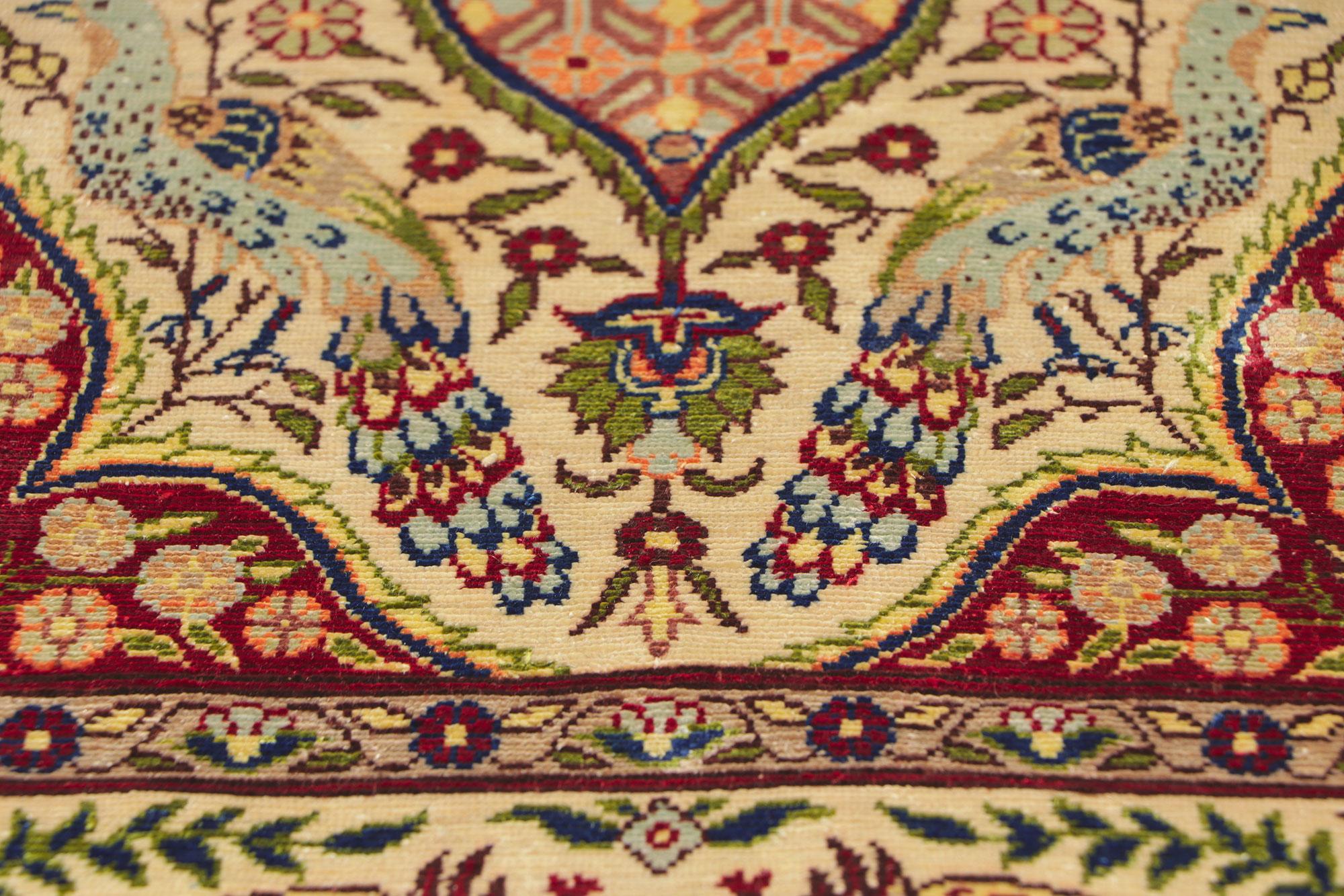 Vintage Turkish Silk Hereke Rug In Good Condition For Sale In Dallas, TX