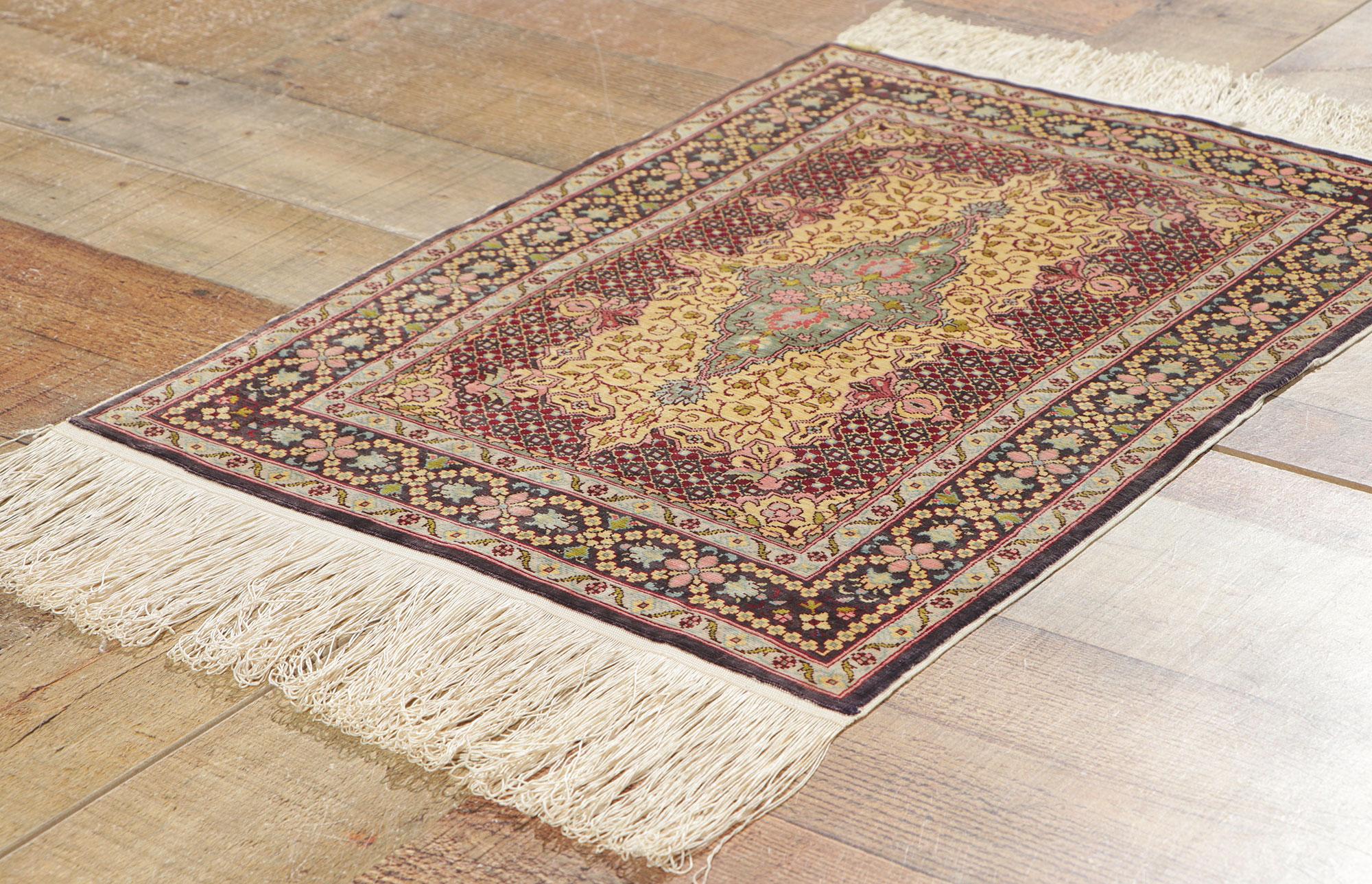 20ième siècle 1960's Turkish Silk Hereke Carpet with Modern Style en vente