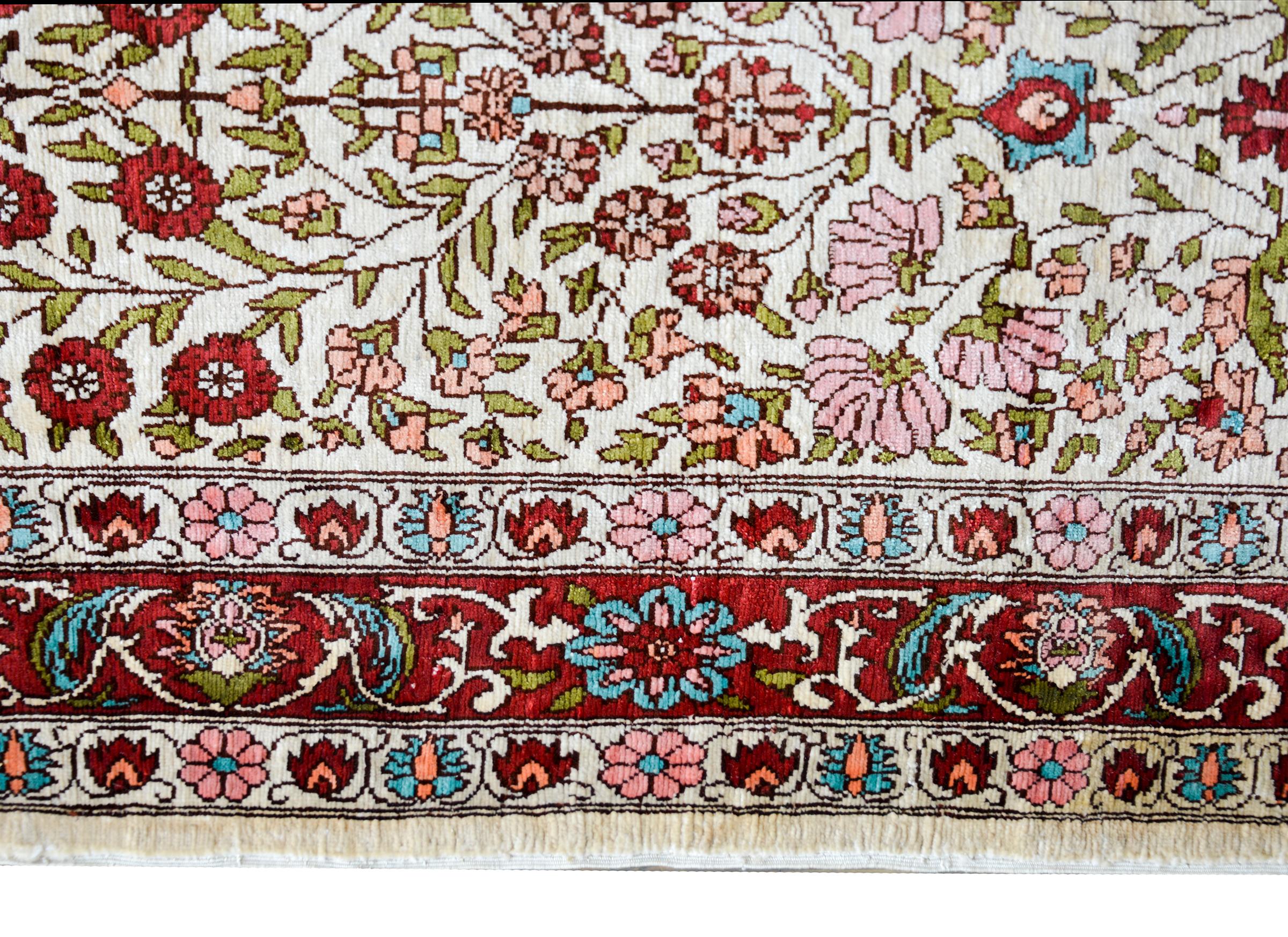 Vintage Turkish Silk Hereke Rug For Sale 3
