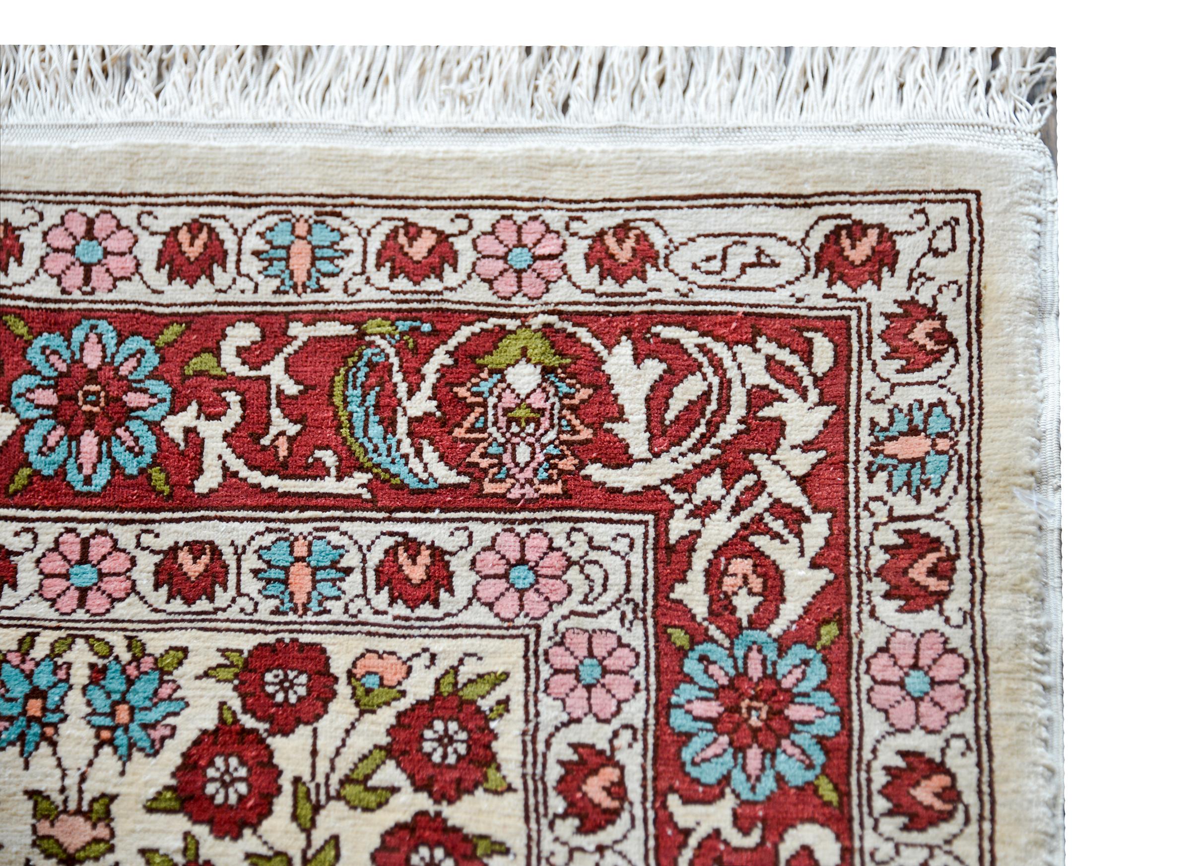Vintage Turkish Silk Hereke Rug For Sale 4