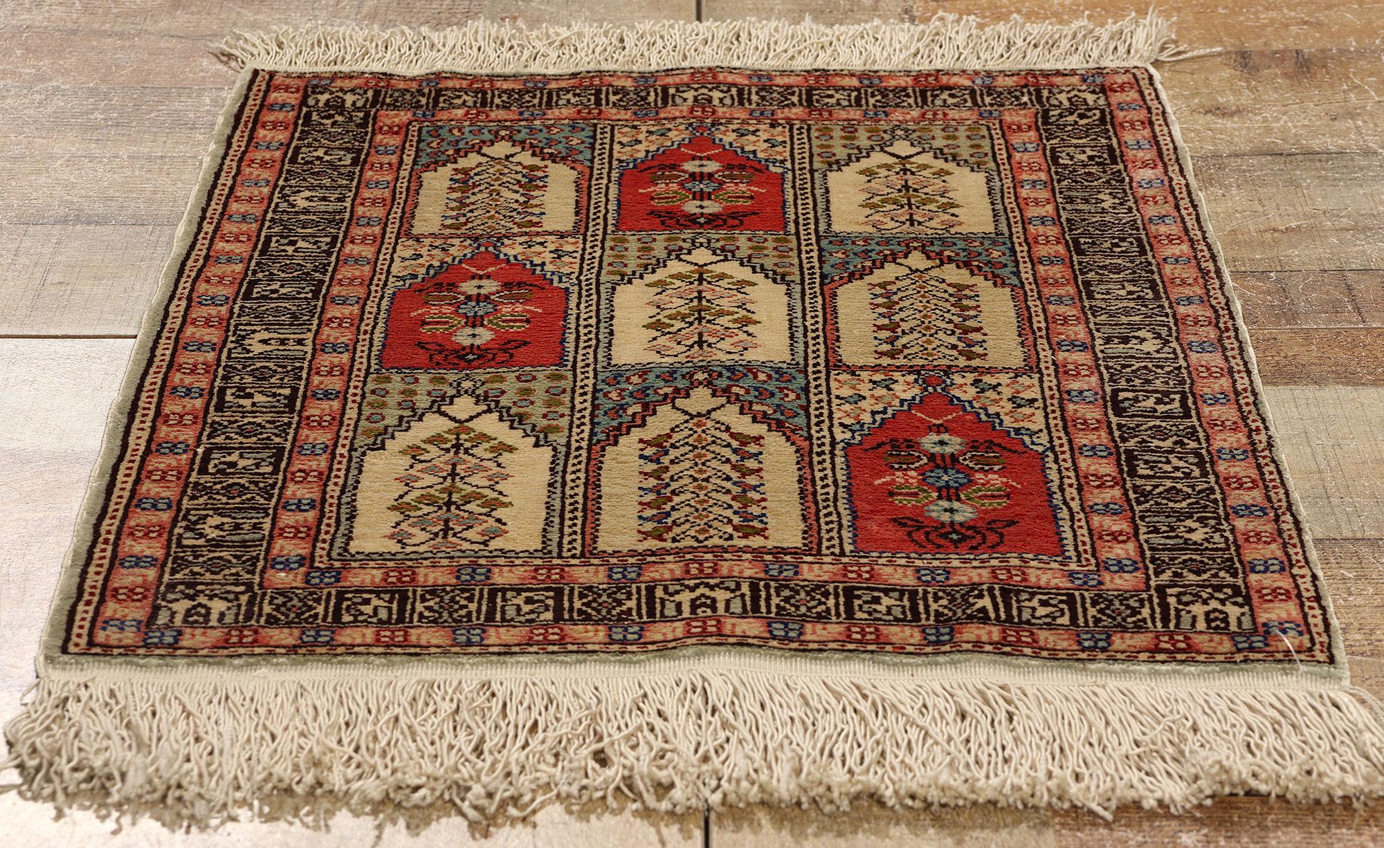 Vintage Turkish Silk Hereke Rug, Timeless Allure Meets Islamic Elegance For Sale 2