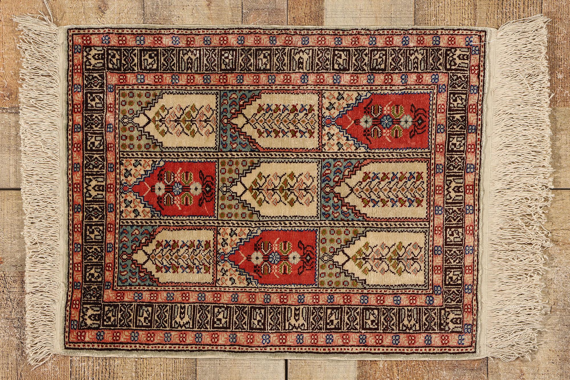 Vintage Turkish Silk Hereke Rug, Timeless Allure Meets Islamic Elegance For Sale 3