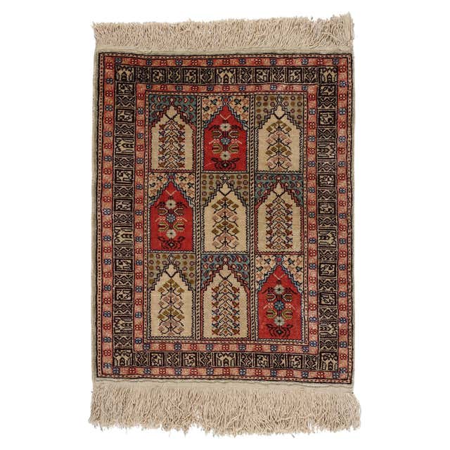 Turkish Miniature Silk Hereke Rug Framed and Signed For Sale at 1stDibs ...