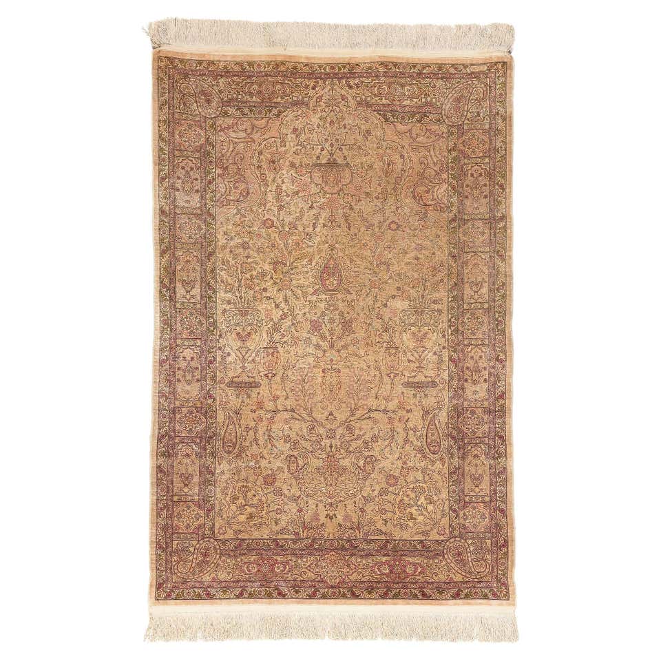 Turkish Miniature Silk Hereke Rug Framed and Signed For Sale at 1stDibs ...