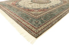 Vintage Turkish Silk Hereke Rug with Arabesque Art Nouveau Rococo Style