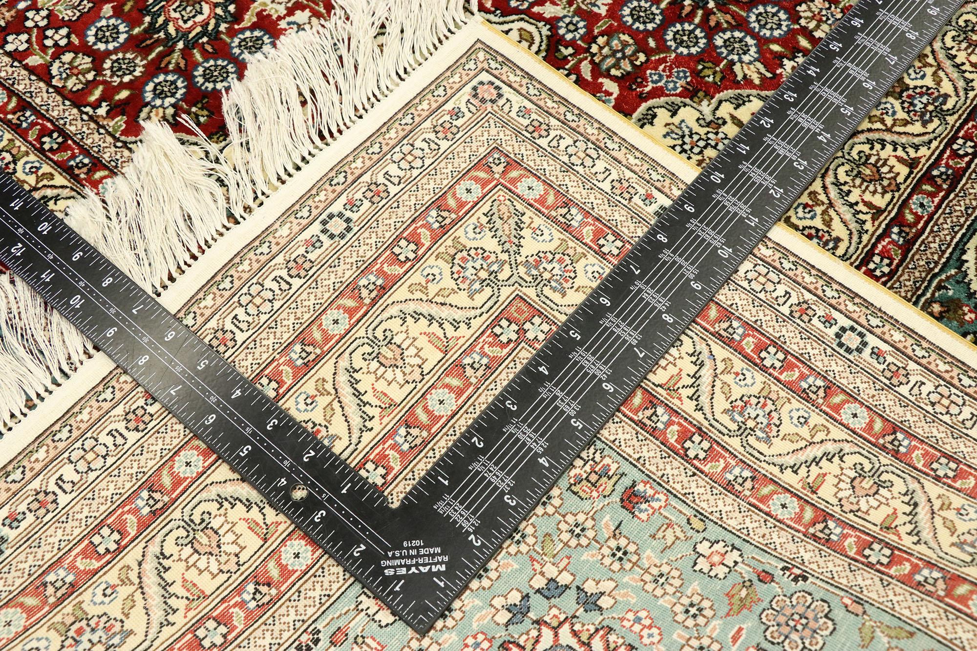 Vintage Turkish Silk Hereke Rug with Arabesque Art Nouveau Rococo Style In Distressed Condition In Dallas, TX