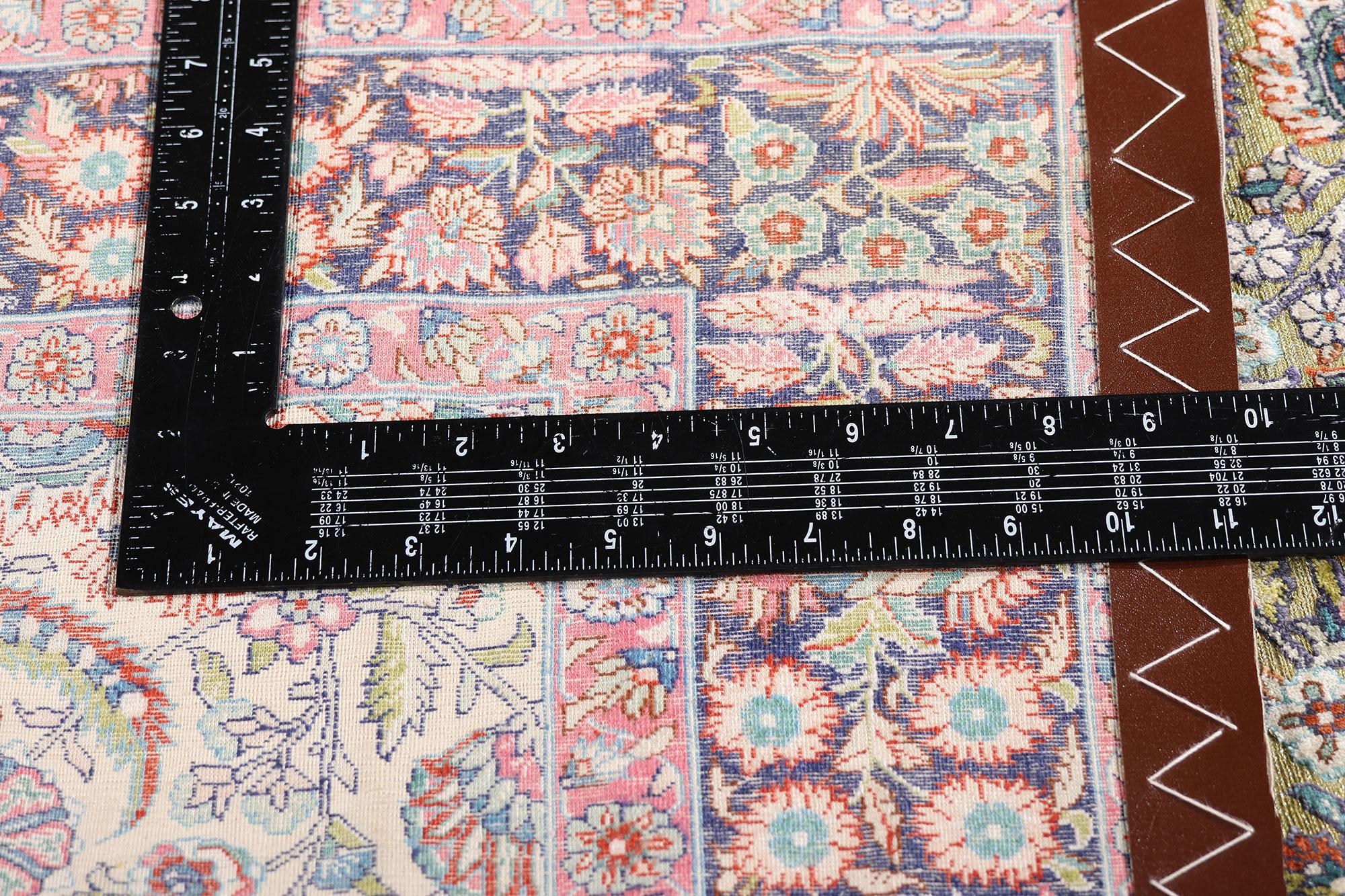 Vintage Turkish Silk Hereke Rug with Metallic Threads and Traditional Style For Sale 2