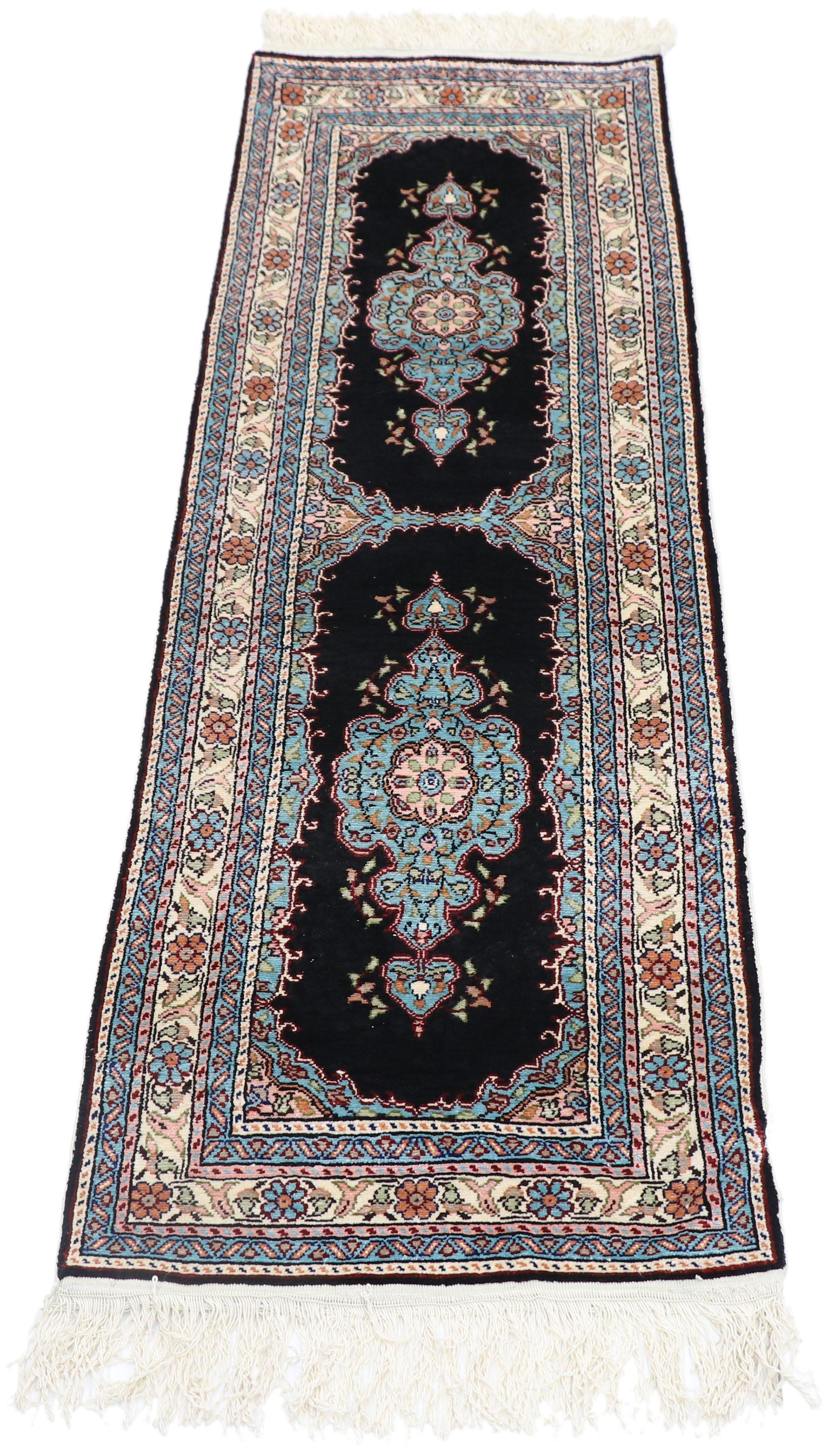 Hand-Knotted Vintage Turkish Silk Hereke Rug with Neoclassical Victorian Style For Sale