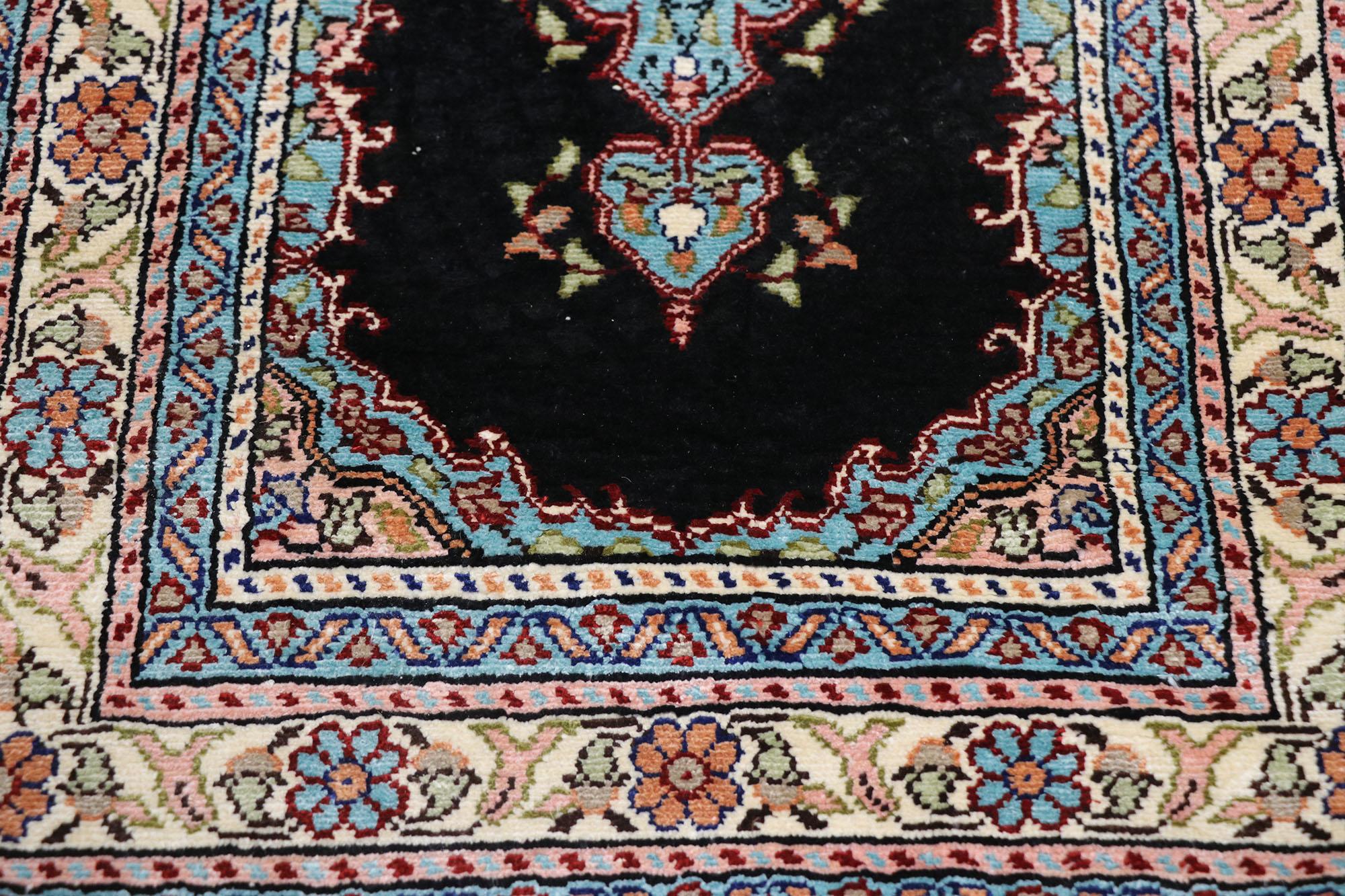 Vintage Turkish Silk Hereke Rug with Neoclassical Victorian Style In Good Condition For Sale In Dallas, TX
