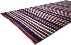 Vintage Turkish Sivas Gallery Rug with Stripes and Nautical Style